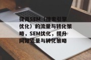 提高SEM(搜索引擎优化)的流量与转化策略,SEM优化,提升网站流量与转化策略 提高SEM(搜索引擎优化)的流量与转化策略,SEM优化,提升网站流量与转化策略