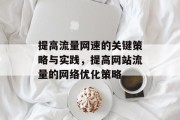 提高流量网速的关键策略与实践,提高网站流量的网络优化策略