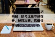 账号流量等级提升技巧揭秘，账号流量等级提升，秘籍攻略，你值得拥有!