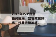2013年P2P热点新闻回顾,监管政策频出,行业洗牌加速 2013年P2P热点新闻回顾,监管政策频出,行业洗牌加速