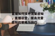 直播如何提升流量感知,直播运营,提高流量感知的策略与技巧 直播如何提升流量感知,直播运营,提高流量感知的策略与技巧