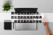 提升咨询流量的方法,优化您的在线咨询服务,提高流量的有效策略 提升咨询流量的方法,优化您的在线咨询服务,提高流量的有效策略