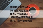搭建和优化YouTube 视频网站的技术要点,YouTube 视频网站搭建与优化技巧,技术要点概览 搭建和优化YouTube 视频网站的技术要点,YouTube 视频网站搭建与优化技巧,技术要点概览