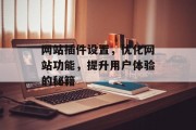 网站插件设置，优化网站功能，提升用户体验的秘籍