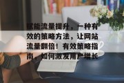 赋能流量提升,一种有效的策略方法,让网站流量翻倍!有效策略指南,如何激发用户增长 赋能流量提升,一种有效的策略方法,让网站流量翻倍!有效策略指南,如何激发用户增长