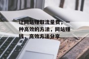 让网站赚取流量费，一种高效的方法，网站赚钱，高效方法分享