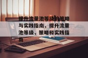 提升流量池等级的策略与实践指南,提升流量池等级,策略和实践指南