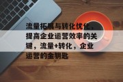 流量拓展与转化优化,提高企业运营效率的关键,流量+转化,企业运营的金钥匙