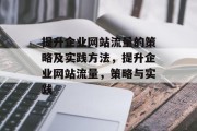 提升企业网站流量的策略及实践方法，提升企业网站流量，策略与实践