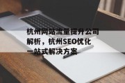 杭州网站流量提升公司解析,杭州SEO优化一站式解决方案 杭州网站流量提升公司解析,杭州SEO优化一站式解决方案