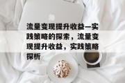 流量变现提升收益—实践策略的探索,流量变现提升收益,实践策略探析 流量变现提升收益—实践策略的探索,流量变现提升收益,实践策略探析