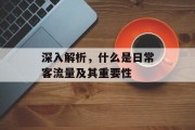 深入解析,什么是日常客流量及其重要性 深入解析,什么是日常客流量及其重要性