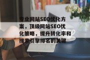 专业网站SEO优化方案,顶级网站SEO优化策略,提升转化率和搜索引擎排名的关键 专业网站SEO优化方案,顶级网站SEO优化策略,提升转化率和搜索引擎排名的关键