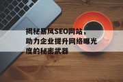 揭秘暴风SEO网站,助力企业提升网络曝光度的秘密武器 揭秘暴风SEO网站,助力企业提升网络曝光度的秘密武器