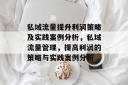 私域流量提升利润策略及实践案例分析,私域流量管理,提高利润的策略与实践案例分析