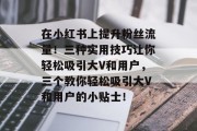 在小红书上提升粉丝流量!三种实用技巧让你轻松吸引大V和用户,三个教你轻松吸引大V和用户的小贴士! 在小红书上提升粉丝流量!三种实用技巧让你轻松吸引大V和用户,三个教你轻松吸引大V和用户的小贴士!
