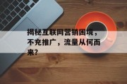 揭秘互联网营销困境,不充推广,流量从何而来? 揭秘互联网营销困境,不充推广,流量从何而来?