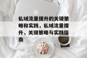 私域流量提升的关键策略和实践,私域流量提升,关键策略与实践指南 私域流量提升的关键策略和实践,私域流量提升,关键策略与实践指南