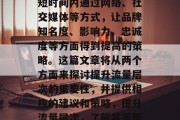 提升流量层次是一种在短时间内通过网络、社交媒体等方式，让品牌知名度、影响力、忠诚度等方面得到提高的策略。这篇文章将从两个方面来探讨提升流量层次的重要性，并提供相应的建议和策略，提升流量层次，了解其重要性与策略