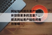 网站如何提升用户粘性并获得更多的流量?,提高网站用户粘性的有效策略 网站如何提升用户粘性并获得更多的流量?,提高网站用户粘性的有效策略
