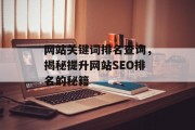 网站关键词排名查询,揭秘提升网站SEO排名的秘籍 网站关键词排名查询,揭秘提升网站SEO排名的秘籍