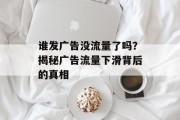 谁发广告没流量了吗?揭秘广告流量下滑背后的真相 谁发广告没流量了吗?揭秘广告流量下滑背后的真相