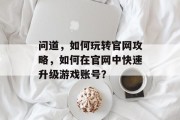 问道,如何玩转官网攻略,如何在官网中快速升级游戏账号?