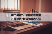 暖气遥控开阀后没流量?原因分析及解决办法 暖气遥控开阀后没流量?原因分析及解决办法