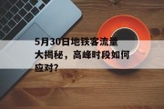 5月30日地铁客流量大揭秘,高峰时段如何应对? 5月30日地铁客流量大揭秘,高峰时段如何应对?