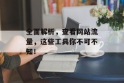 全面解析,查看网站流量,这些工具你不可不知! 全面解析,查看网站流量,这些工具你不可不知!