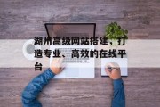 湖州高级网站搭建,打造专业、高效的在线平台 湖州高级网站搭建,打造专业、高效的在线平台