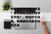 网站如何快速提升流量?提升网站流量的秘诀在何处?,网站优化秘籍,快速提升流量的秘密武器 网站如何快速提升流量?提升网站流量的秘诀在何处?,网站优化秘籍,快速提升流量的秘密武器