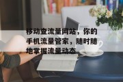 移动查流量网站,你的手机流量管家,随时随地掌握流量动态 移动查流量网站,你的手机流量管家,随时随地掌握流量动态