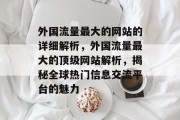 外国流量最大的网站的详细解析,外国流量最大的顶级网站解析,揭秘全球热门信息交流平台的魅力 外国流量最大的网站的详细解析,外国流量最大的顶级网站解析,揭秘全球热门信息交流平台的魅力