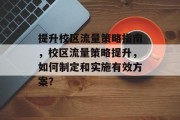 提升校区流量策略指南，校区流量策略提升，如何制定和实施有效方案？