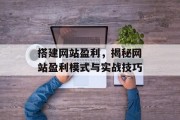 搭建网站盈利,揭秘网站盈利模式与实战技巧 搭建网站盈利,揭秘网站盈利模式与实战技巧