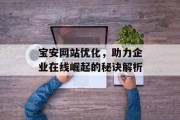 宝安网站优化,助力企业在线崛起的秘诀解析 宝安网站优化,助力企业在线崛起的秘诀解析
