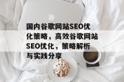 国内谷歌网站SEO优化策略,高效谷歌网站SEO优化,策略解析与实践分享
