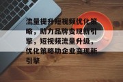 流量提升短视频优化策略，助力品牌变现新引擎，短视频流量升级，优化策略助企业变现新引擎