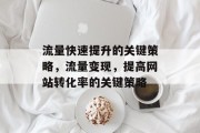 流量快速提升的关键策略，流量变现，提高网站转化率的关键策略