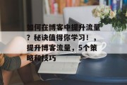如何在博客中提升流量？秘诀值得你学习！，提升博客流量，5个策略和技巧