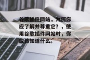 谷歌插件网站，为何你应了解并尊重它？，使用谷歌插件网站时，你应该知道什么。