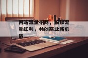 网站流量招商,解锁流量红利,共创商业新机遇 网站流量招商,解锁流量红利,共创商业新机遇