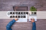 真关羽通关攻略,三国杀的无敌之路 真关羽通关攻略,三国杀的无敌之路