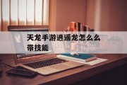 天龙手游逍遥龙怎么么带技能 天龙手游逍遥龙怎么么带技能