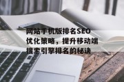 网站手机版排名SEO优化策略，提升移动端搜索引擎排名的秘诀