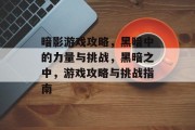 暗影游戏攻略，黑暗中的力量与挑战，黑暗之中，游戏攻略与挑战指南
