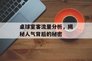 桌球室客流量分析，揭秘人气背后的秘密