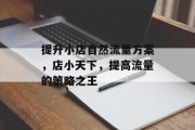提升小店自然流量方案,店小天下,提高流量的策略之王