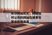 长沙网站优化，揭秘如何让你的网站在搜索引擎中脱颖而出